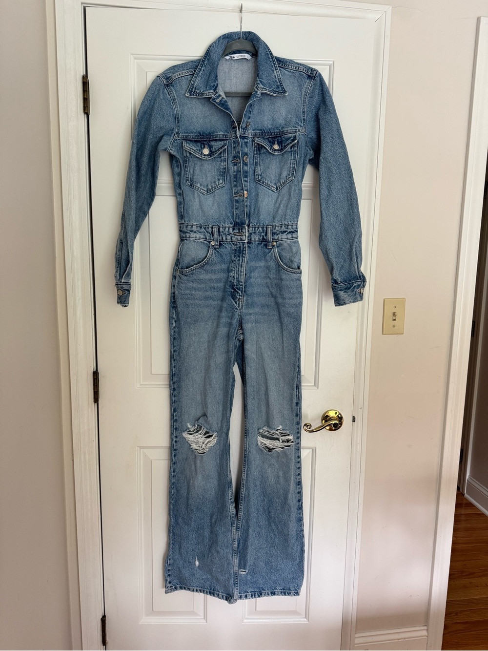 Zara Light Blue Denim Jumpsuit